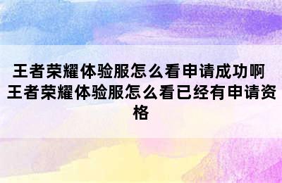 王者荣耀体验服怎么看申请成功啊 王者荣耀体验服怎么看已经有申请资格